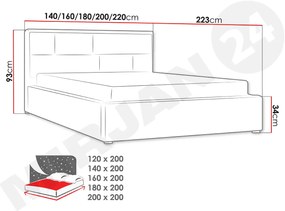 Manželská posteľ 180 cm Nino  (sivá). Vlastná spoľahlivá doprava až k Vám domov. 1122726