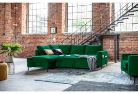 Tmavozelená zamatová rozkladacia rohová pohovka (ľavý roh) Lofty Lilly – Miuform