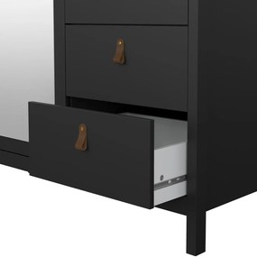 Čierna šatníková skriňa so zrkadlom 150x199x58 cm Madrid – Tvilum