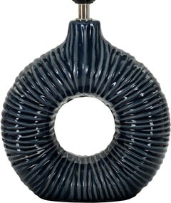 Modrá keramická stolová lampa s textilným tienidlom (výška 43 cm) Seta – Mauro Ferretti