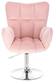LuxuryForm DESIGN Kreslo AURORA VELUR na striebornom tanieri - ružové