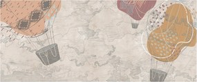 Obraz - Balóny nad mestom, teplé tóny (120x50 cm)