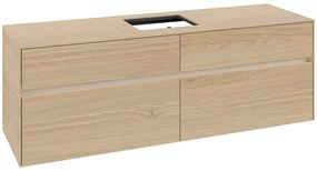 VILLEROY &amp; BOCH Collaro závesná skrinka pod umývadlo na dosku (umývadlo v strede), 4 zásuvky, s LED osvetlením, 1600 x 500 x 548 mm, Nordic Oak, C134B0VJ