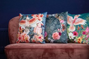 Zelený ručne vyrobený vankúš s kvetmi v korune Crown - 45*45*10cm