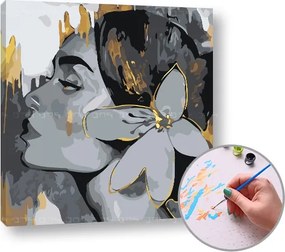 Maľovanie podľa čísel ŽENA S KVETOM VO VLASOCH – nízka náročnosť