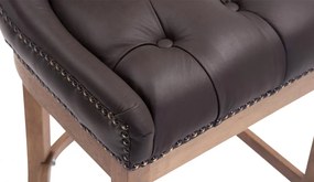 Barová stolička Buckingham - koža, drevené nohy svetlá antik - Hnedá