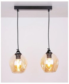 Čierne závesné svietidlo so skleneným tienidlom 14x48 cm Aspa - Candellux Lighting