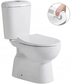 Cerano Favo, WC kombi Rimless 63x37,5 cm, spodný odpad + sedátko, biela lesklá, CER-CER-428437