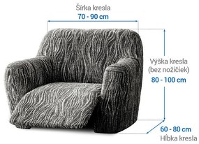 Bielastické poťahy UNIVERSO NOVÉ žíhané čiernobiele relaxačné kreslo (š. 70 - 90 cm)