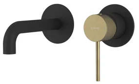 Sapho Sapho, ULTRASAN 2-prvková podomietková umývadlová batéria, hubica 16cm, čierná mat/zlato mat, UT118VBG