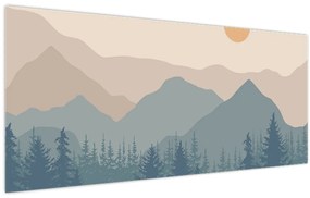Obraz - Tyrkysové hory N⁰1 (120x50 cm)