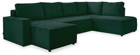 Tmavozelená menčestrová rozkladacia rohová pohovka (pravý roh/do tvaru "U") Brave Dave – Miuform
