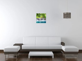 Gario Obraz s hodinami Číry vodopád v džungli Rozmery: 40 x 40 cm