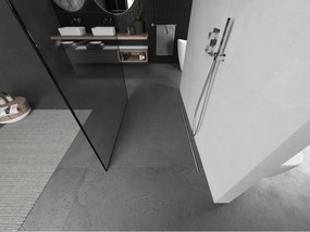Mexen Kioto, sprchová zástena Walk-In 150 x 200 cm, 8mm sklo čierny vzor, brúsená oceľ profil,  800-150-002-97-70