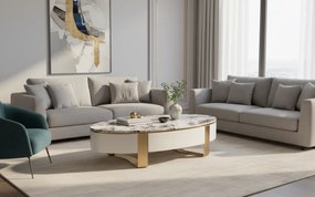 Konferenčný stolík Stilig SR923 150 cm biely/zlatý/mramor