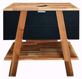 Kúpeľňová skrinka pod umývadlo na doske Naturel Home 80x73x46 cm orech/čierny mat HOMEUMDC, 1 ks