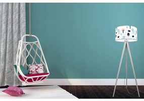Detská podlahová lampa BAMBI, 1x textilné tienidlo so vzorom, (výber z 2 farieb konštrukcie)