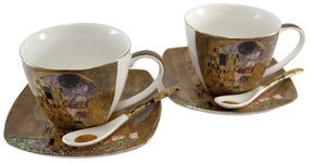 HOME ELEMENTS Porcelánová šálka a podšálka 2 x 250 ml, Klimt Bozk, zlatý