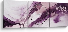 Obraz - Purple fluid art (s hodinami) (90x30 cm)