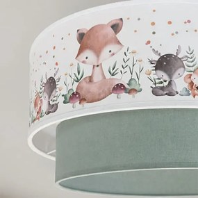 Brilagi-LED Detské prisadené stropné svietidlo BOBO 1xE27/60W/230V Ø 40 cm biela/zelená/so zvieracím motívom