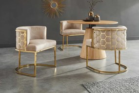 Luxusná zamatová jedálenská stolička Golden Hive béžová