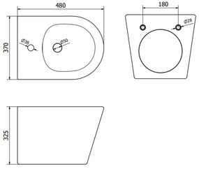 Mexen RICO, závesný bidet, 48 x 36 cm, čierna matná, 35724885