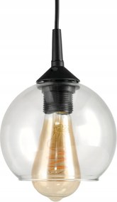 BERGE LED závesné stropné svietidlo, drevený trám, 3xE27, Luster, guľa, bezfarebný