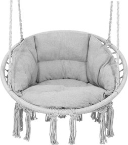 Springos Bocianie hniezdo so strapcami – závesné kreslo s vankúšom sivé SPR0045