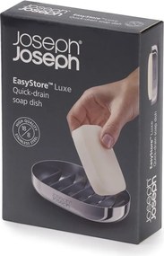 Nádobka na mydlo z nehrdzavejúcej ocele v lesklej striebornej farbe EasyStore Luxe – Joseph Joseph