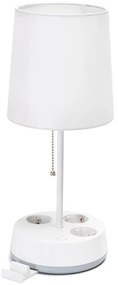 Aigostar - Stolová lampa so zásuvkami 1xE27/60W/230V biela