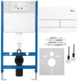 Rea Rea, Podomietkový WC systém K011A-Q + biele sklenené tlačidlo typ T, KPL-E0052