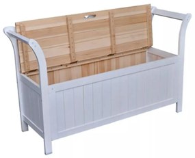 vidaXL Drevená lavica s úložným priestorom, biela 126 x 42 x 75 cm