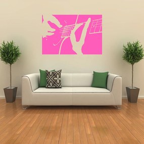 Veselá Stena Samolepka Hra na gitaru Farba: růžová, Veľkosť: 100 x 67 cm