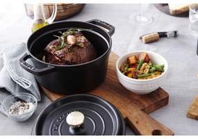 Vysoký liatinový hrniec Staub Cocotte s pokrievkou, čierny, 24 cm / 4,8 l