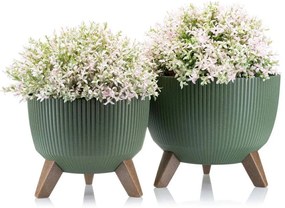 PLASTOVÝ KVETINÁČ ROSA LINEA ECO SADA 2KS 15X24,3 CM+18,3X29,2 CM ZELENÁ