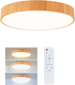 Brilagi - LED stmievateľné stropné svietidlo POOL LED/36W/230V Ø 30 cm, drevený dekor + diaľkové ovládanie