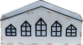 Krémový antik kovový svietnik v tvare domčeka na čajovku - 36*12*18 cm
