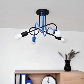 Prisadený luster OXFORD 4xE27/15W/230V čierna/modrá