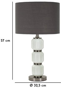 Sivá stolná lampa s textilným tienidlom (výška 57 cm) Bright – Mauro Ferretti