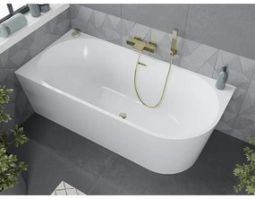 Mexen Mia, voľne stojaca rohová vaňa ľavá 140 x 75 cm, biela, zlatý lesklý prepad, 52691407500L-50