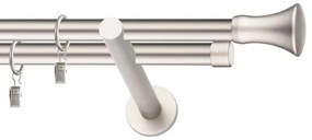 Dekorstudio Chrómová matná dvojradová garniža MONACO 19mm Dĺžka: 220cm, Typ uchytenia: Držiak dvojitý otvorený, Typ príslušenstva: Krúžky tiché so štipcami