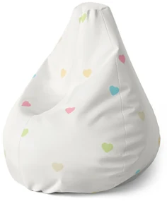 Sablio Sedací vak Pear Farebné srdiečka na béžovej - 140 x 100 x 25 cm