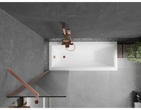 Mexen Next, 1-krídlová vaňová zástena 50 x 150 cm, 6mm sklo Ribs, medená matná, 895-050-000-00-09-65