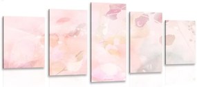 5-dielny obraz listy s pastelovým nádychom - 100x50