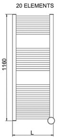 Cordivari Lisa 22 ECO electric s termostatom - Radiátor 1160x500 mm, chróm 3581646110118