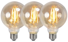 Sada 3 stmievateľných LED žiaroviek E27 G95 dymová 5W 380lm 2200K