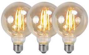 Sada 3 stmievateľných LED žiaroviek E27 G95 dymových 5W 380lm 2200K