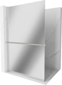 Mexen Kioto+ L, sprchová zástena Walk-In s poličkou a vešiakom 70 x 200 cm, 8mm sklo vzor zrkadlo, brúsená oceľ profil, 800-070-123-97-50