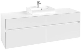 VILLEROY &amp; BOCH Collaro závesná skrinka pod umývadlo na dosku (umývadlo v strede), 4 zásuvky, 1600 x 500 x 548 mm, White Matt, C07700MS