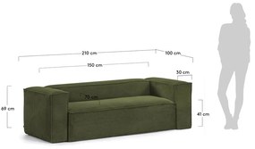 Tmavozelená menčestrová pohovka Kave Home Blok